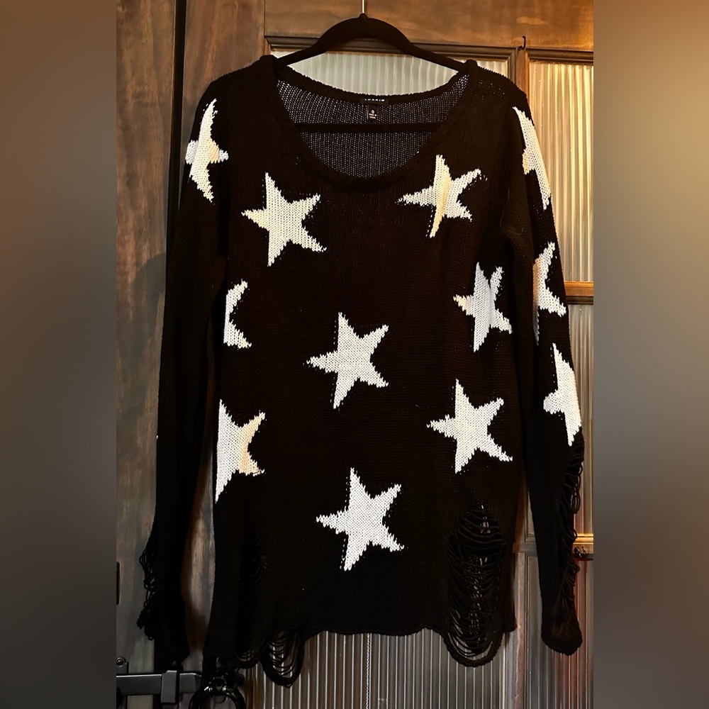 Torrid Black Sweater with White Star Design